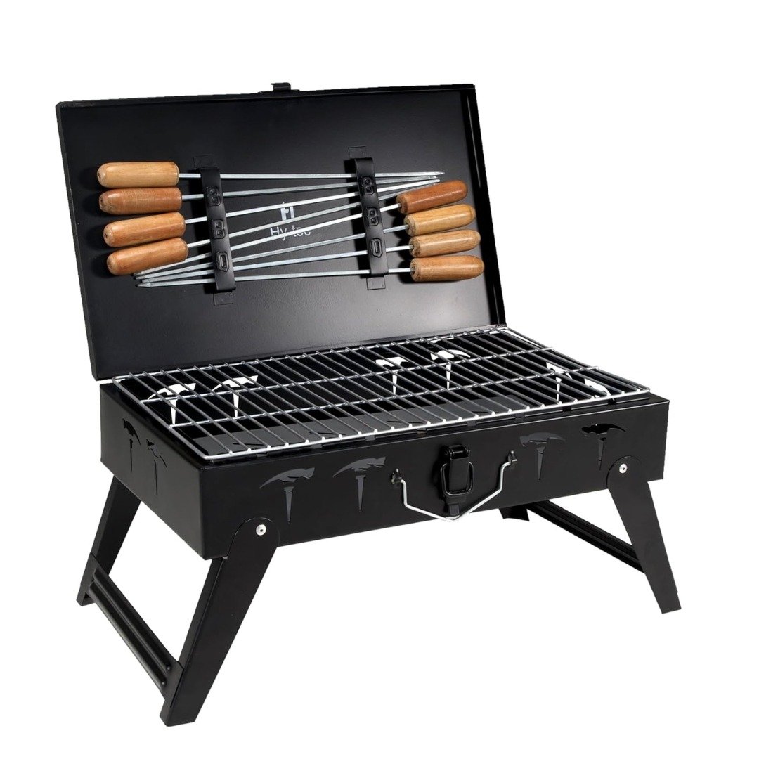 H Hy-tec Traveler Foldable Charcoal Barbeque Grill | Portable & Durable Outdoor BBQ 1 Charcoal barbeque grill