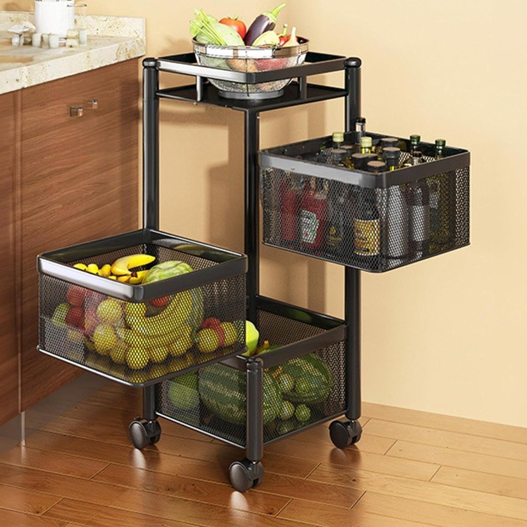 Efficient Kitchen Storage with TEX-RO 3-Layer Kitchen Trolley Organizer