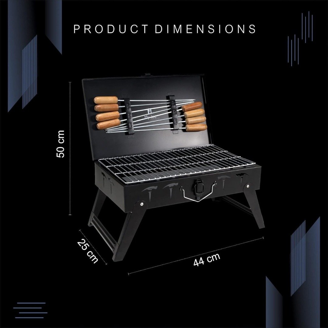 H Hy-tec Traveler Foldable Charcoal Barbeque Grill | Portable & Durable Outdoor BBQ 2 Charcoal barbeque grill