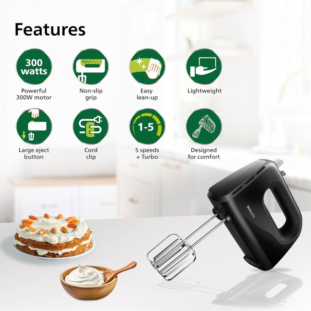 Philips Hand Mixer HR3705/10 - Lightweight, Durable & Efficient Blending Power