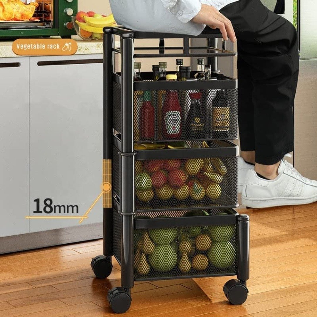 Efficient Kitchen Storage with TEX-RO 3-Layer Kitchen Trolley Organizer