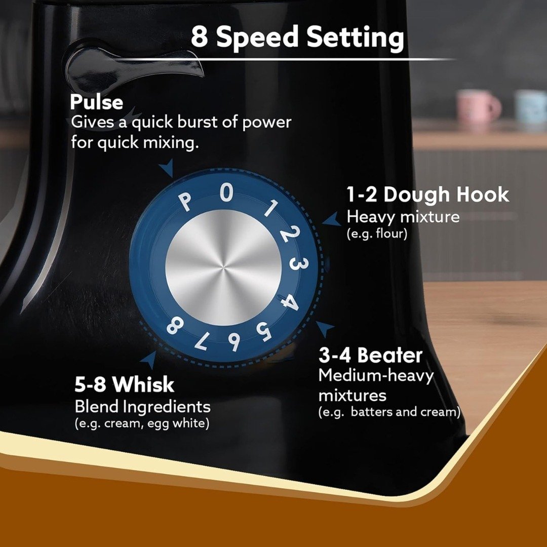 AGARO Royal Stand Mixer 1000W with 5L Bowl | 8 Speed Settings & Durable Attachments