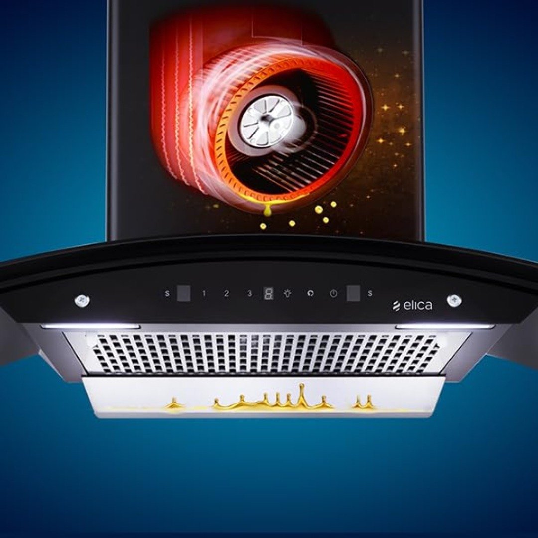 Elica WDFL 906 HAC NERO Kitchen Chimney | Powerful Suction & Auto-Clean