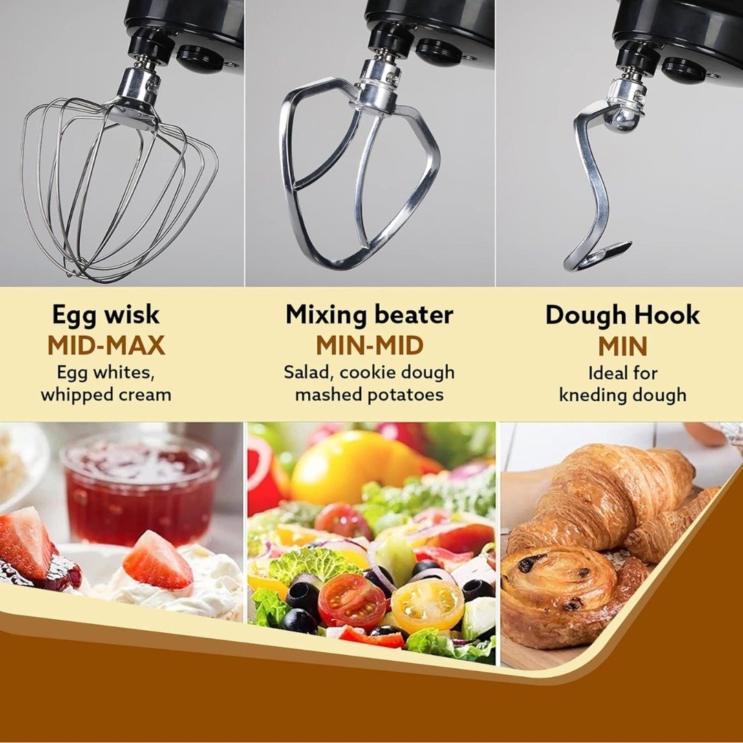 AGARO Royal Stand Mixer 1000W with 5L Bowl | 8 Speed Settings & Durable Attachments