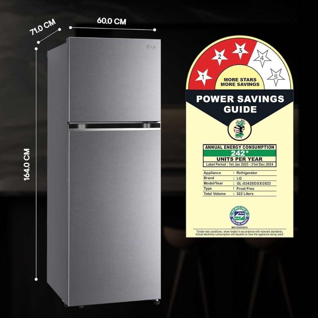 LG 322 L 3 Star Frost-Free Smart Inverter Double Door Refrigerator | Convertible Design