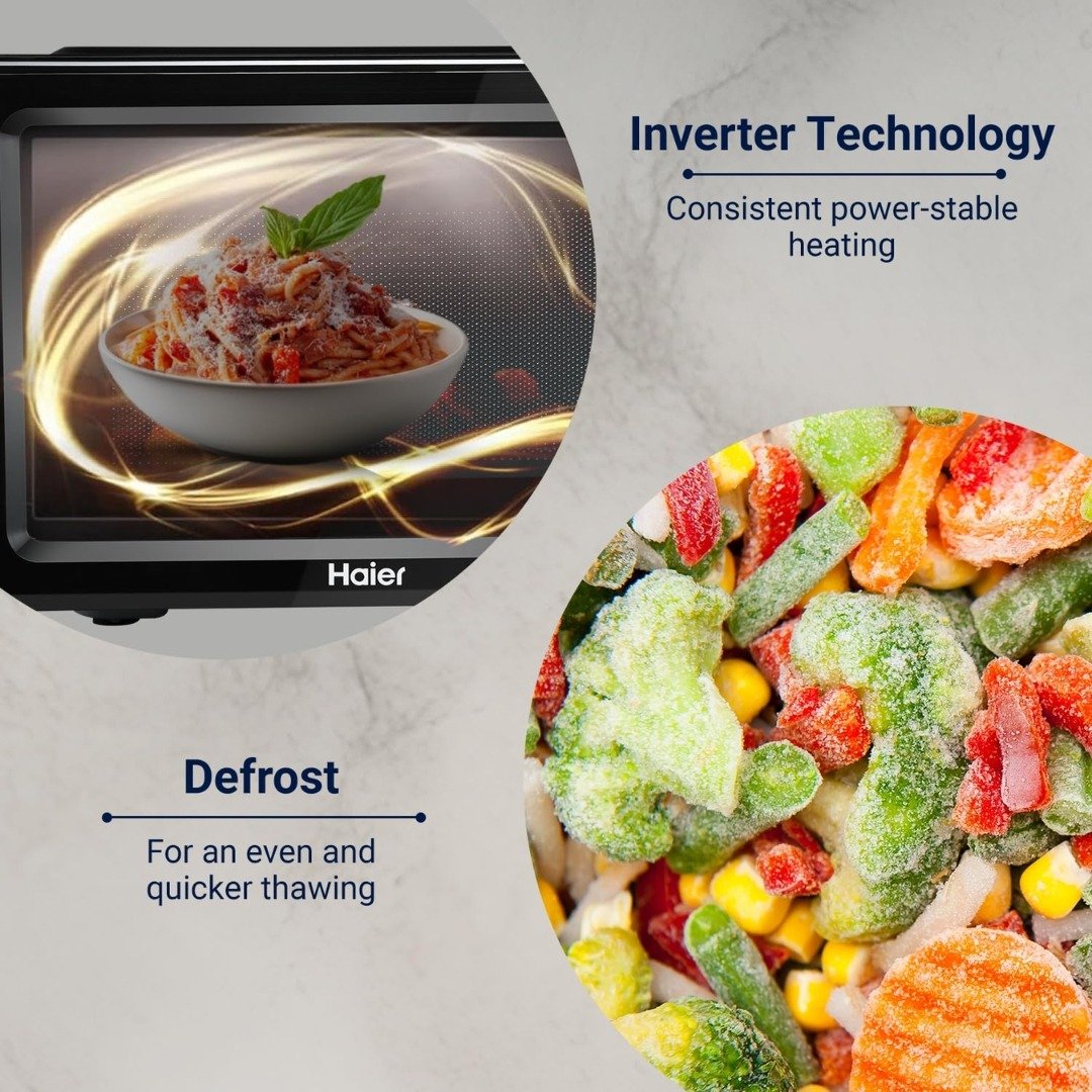 "Haier 19L Solo Microwave Oven with Inverter Technology – Compact, Efficient & Versatile Cooking"