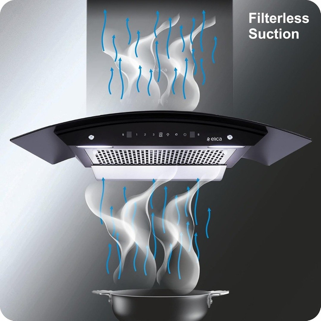 Elica WDFL 906 HAC NERO Kitchen Chimney | Powerful Suction & Auto-Clean