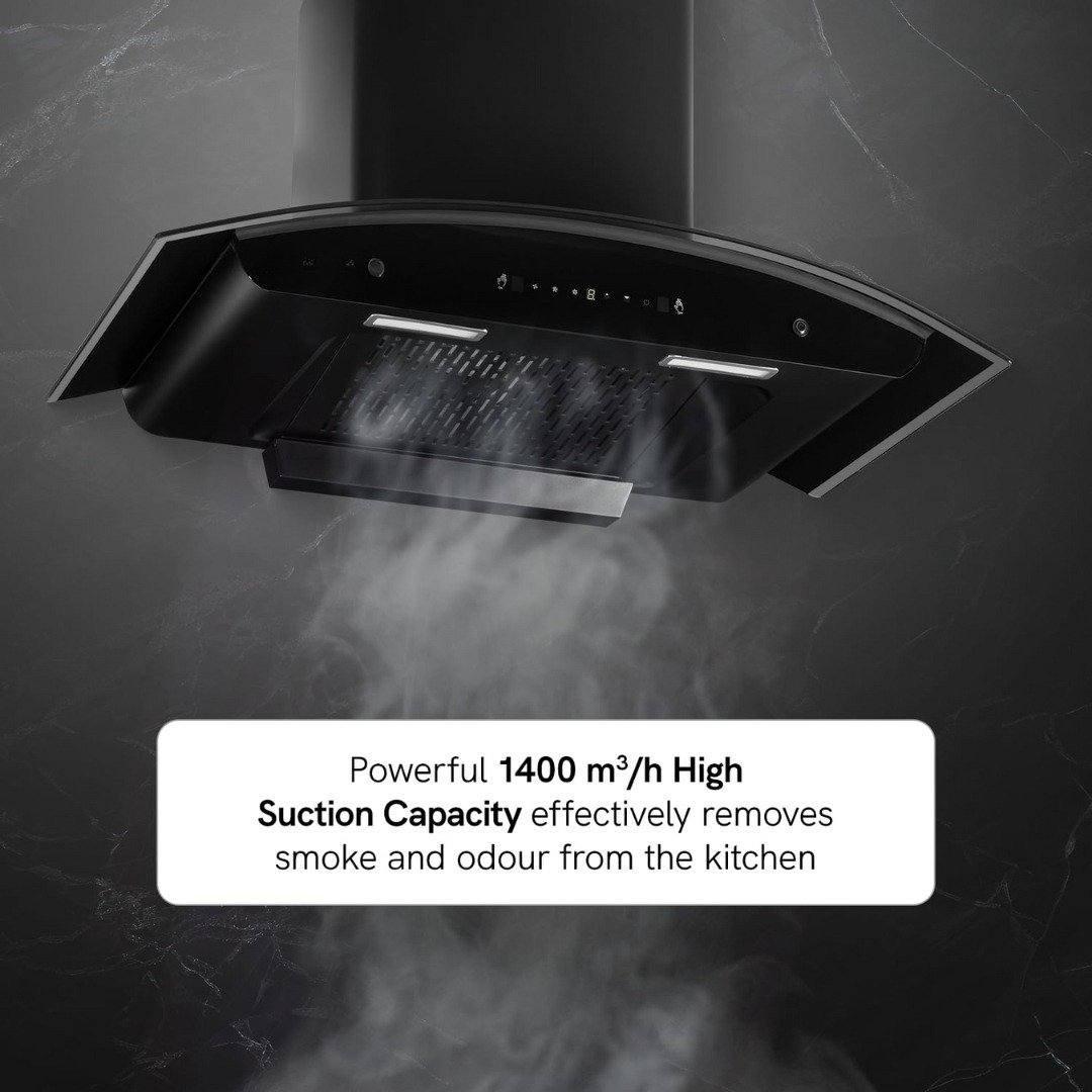 Elica 600 SLIM HAC NERO Kitchen Chimney | Compact, Powerful & Auto-Clean