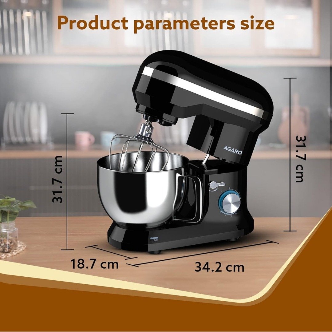 AGARO Royal Stand Mixer 1000W with 5L Bowl | 8 Speed Settings & Durable Attachments