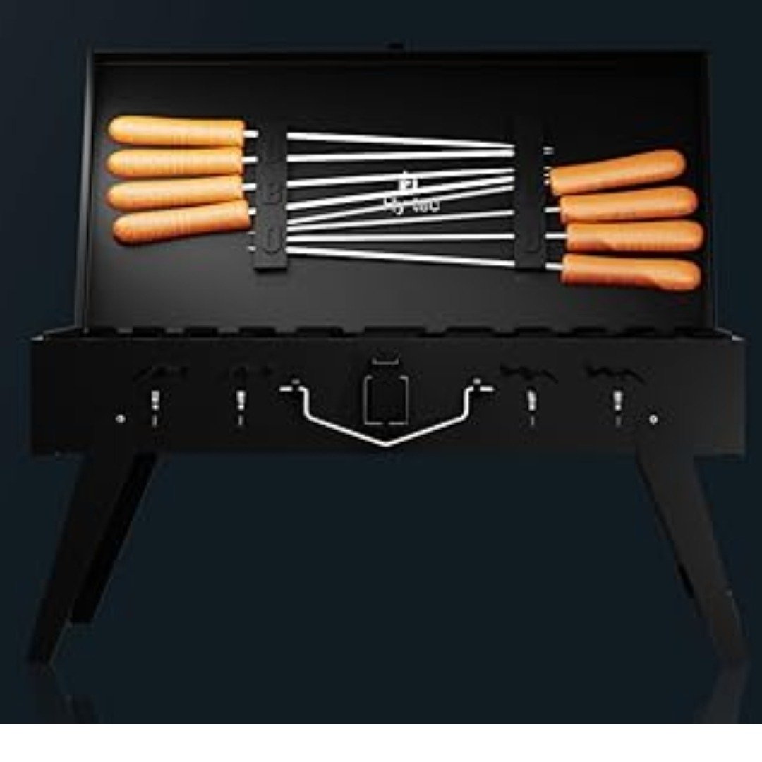 H Hy-tec Traveler Foldable Charcoal Barbeque Grill | Portable & Durable Outdoor BBQ 10 Charcoal barbeque grill